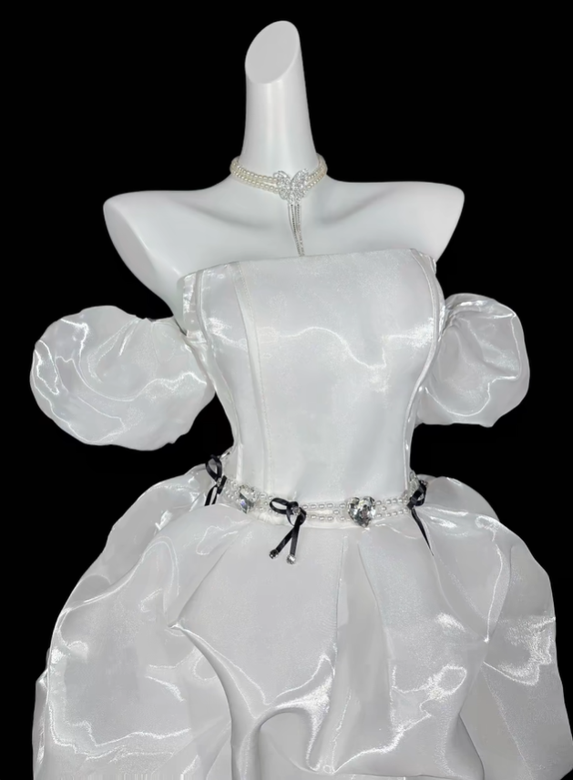 Elegant White Off The Shoulder A Line Short 15th Birthday Outfits,Formal Graduation Homecoming Dress SP3537