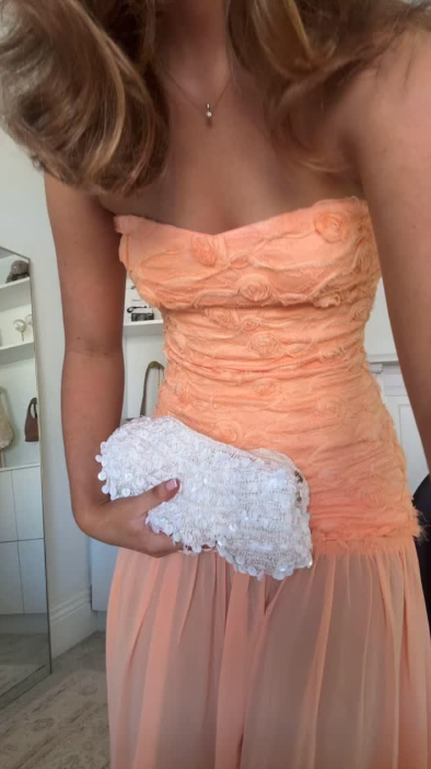 Charming Peach Orange Strapless Tulle Ruched Chiffon Long Prom Dress Party Gown SP2976