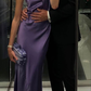 Classy Purple One Shoulder Long Evening Dress,Purple Reception Dress Y7273