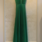 Green Long Pleated Tie Back Evening Dress Y4000