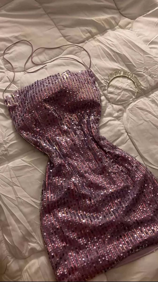 Sexy Pink Sequin Sheath Short Homecoming Dress Birthday Outfits SP2722