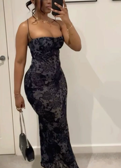 Sexy Spaghetti Straps Black Lace Sheath Long Prom Dress Birthday Party Gown SP580