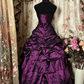 Retro Purple Ball Gown Satin Pleated Beaded Formal Quinceanera Dress SP1388