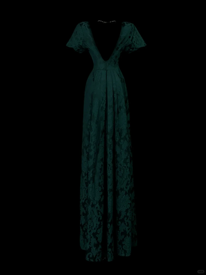 Vintage Green Lace Sheath Long Party Dress Birthday Evening Dress SP4048