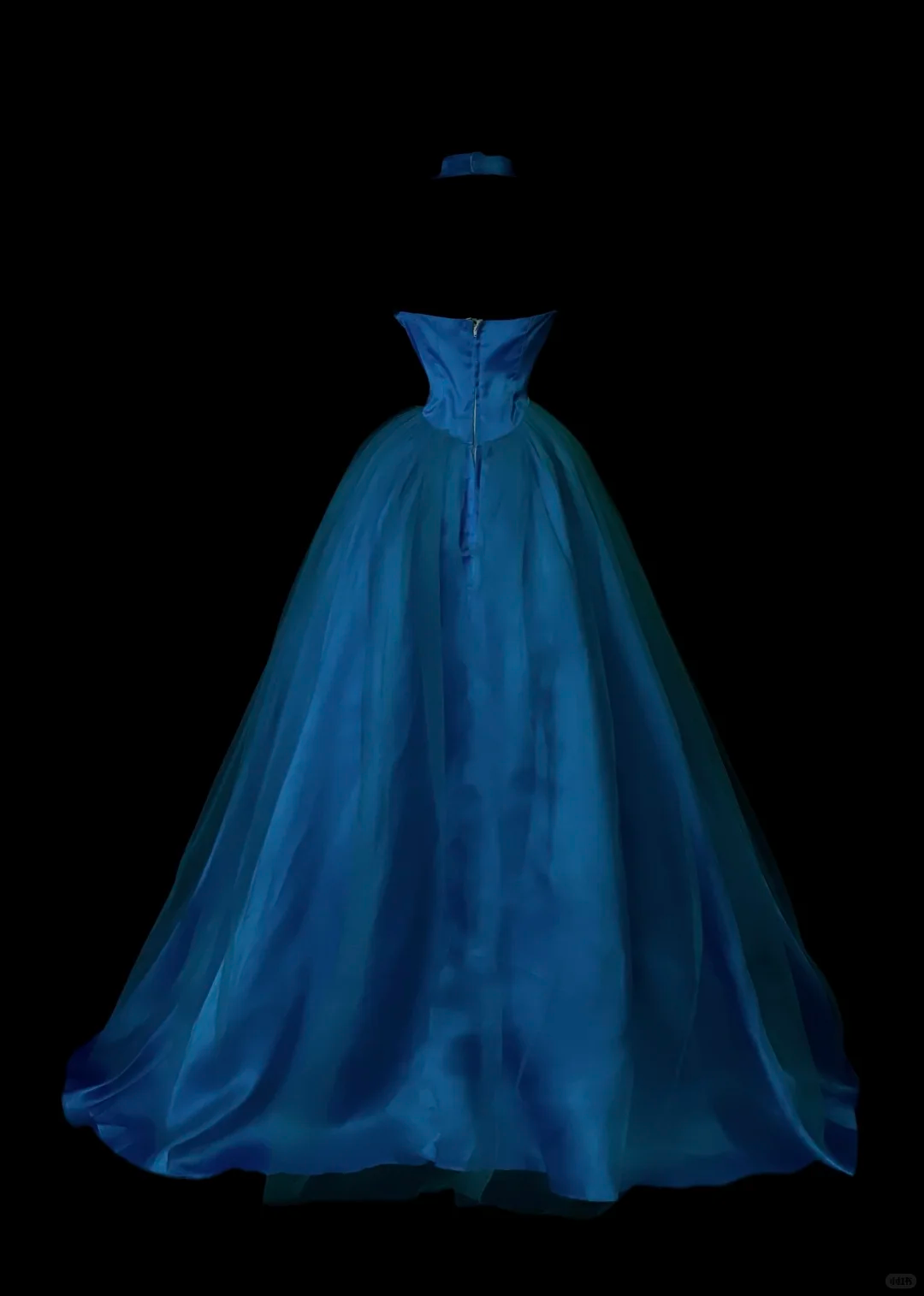 Vintage Halter Satin Tulle Long Wedding Guest Dress Blue Long Birthday Party Dress SP4049