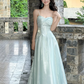 Shiny Blue Organza A Line Long Birthday Party Dress 20th Birthday Outfits SP2012