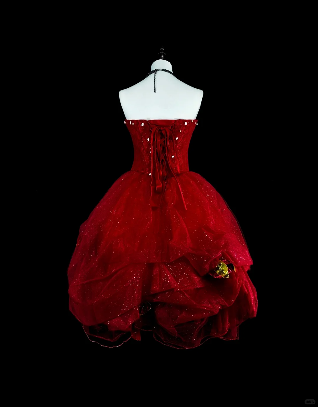 Glamorous Red Strapless Lace Tulle Sequin A Line Short Homecoming Dress Birthday Outfits With 3D Florals SP3396