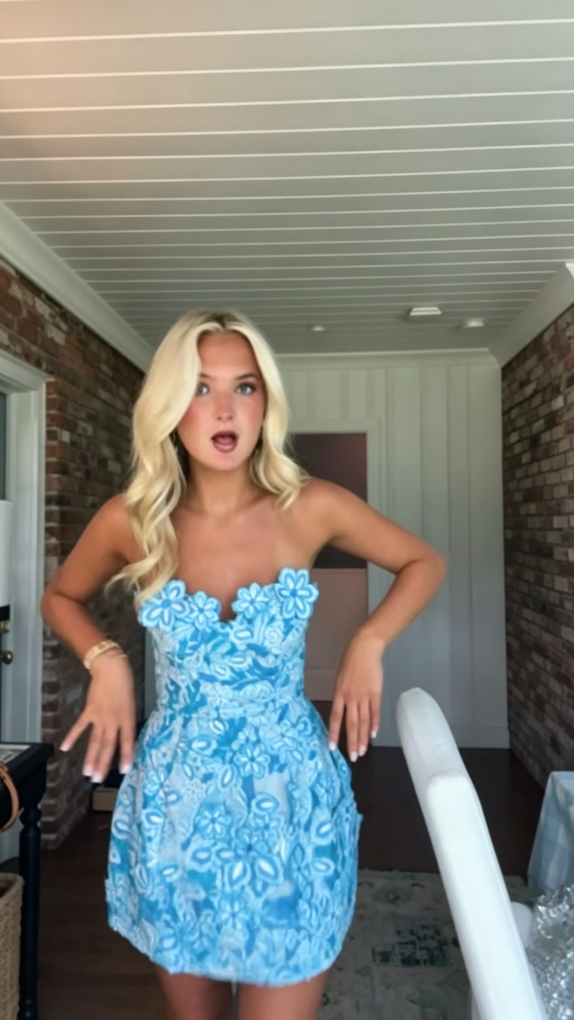 Unique Blue Satin Floral A Line Short Homecoming Dress,Strapless Mini Birthday Outfits SP3369