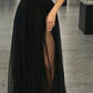 Sexy Black V Neck Long Prom Dress,Black Formal Gown  Y7057