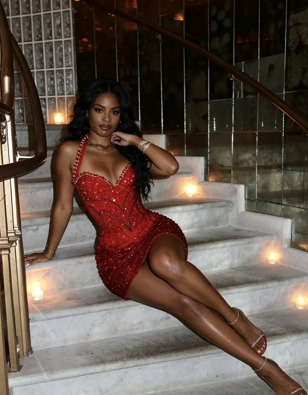Charming Halter Red Satin Sequin Beaded Sheath Homecoming Dress,Short 15th Birthday Outfits SP3332