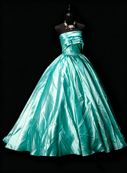 Fashion Green Strapless Satin Beaded Quinceanera Dress Sweet 15 Dress SP3181