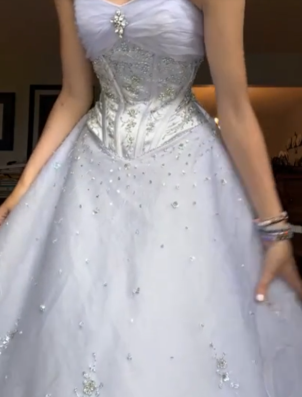 Sweet Strapless Lilac Tulle Sequin Ball Gown Formal Quinceanera Dress SP652