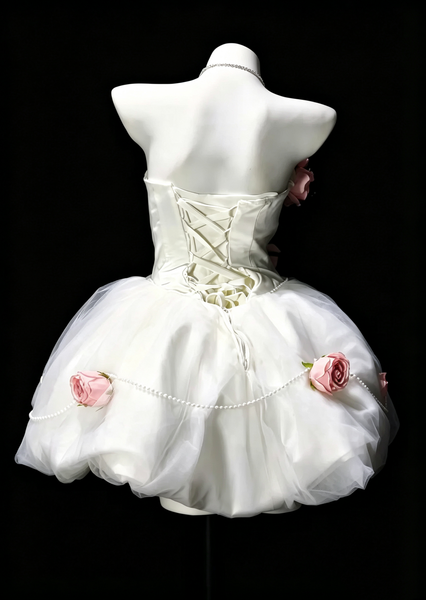 Pretty White Tulle 3D Flowers A Line Mini Homecoming Dress,Strapless Short 15th Birthday Outfits SP3178