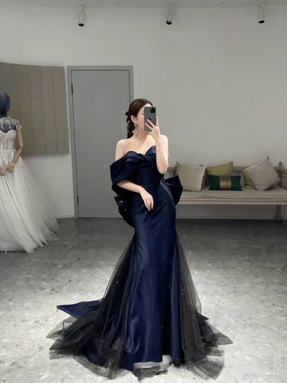 Romantic Off The Shoulder Burgundy Evening Dress,Reception Dress Y4416