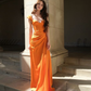 Elegant Orange Sheath Prom Dress,Orange Formal Gown Y6235