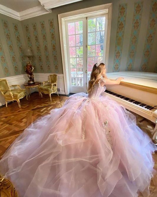 Glamorous Tulle Lace Quinceanera Dress Ball Gown Sweet 16 Dress Y7319