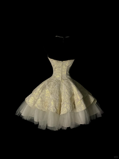 Charming Sweetheart Neck Satin Print Floral Tulle Short Homecoming Dress Birthday Outfits SP4079