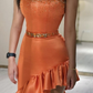 Orange Pearl Beads One Shoulder Long Prom Dresses Sexy Cut Out Waist Slim Fit Straight Satin Senior Bridesmaid Gowns Y6320