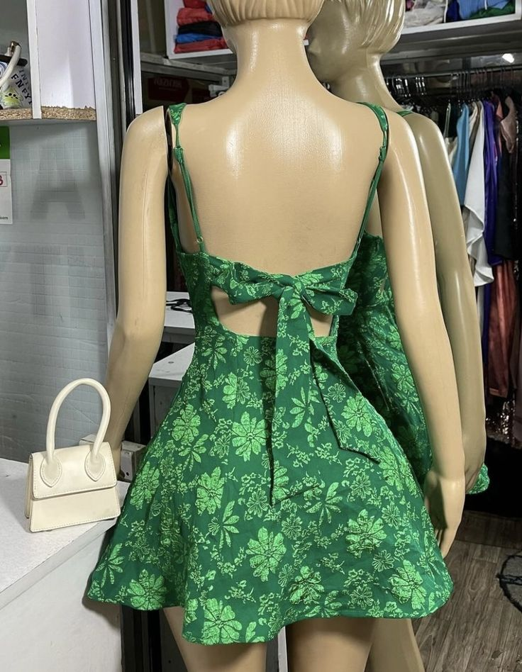 Vintage Halter Green Satin Print Floral A Line Cocktail Dress Formal Homecoming Dress Y9632
