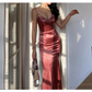 Glamorous Mermaid Backless Cross-up Satin Prom Dress  Y2669