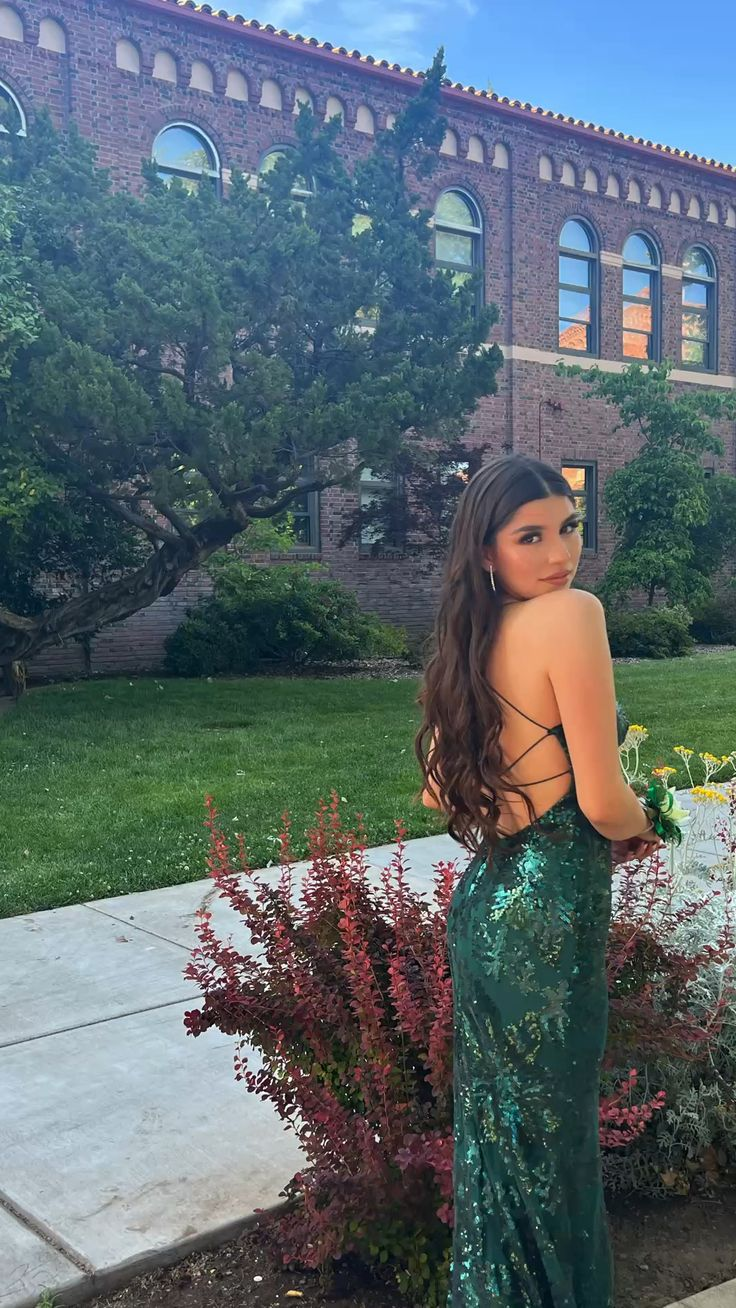 Stunning Emerald Green Sheath Prom Dress With Slit,Backless Evening Dress Y5325