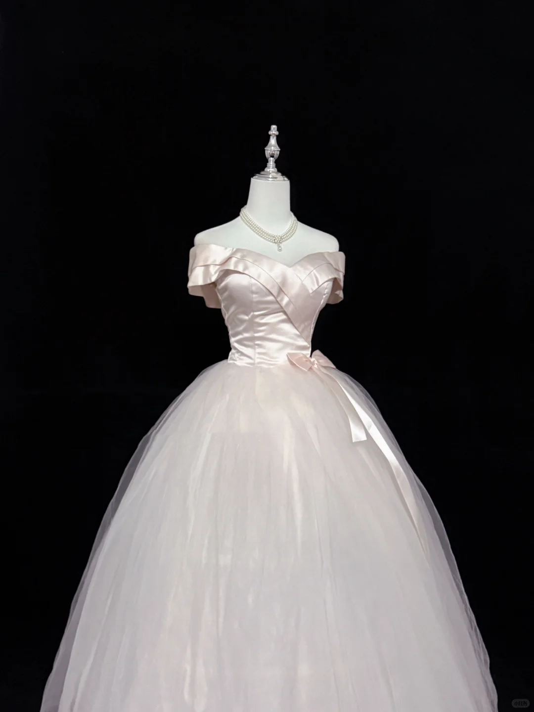 Elegant Off The Shoulder Ball Gown Light Pink Tulle Satin Long Birthday Party Dress SP2213