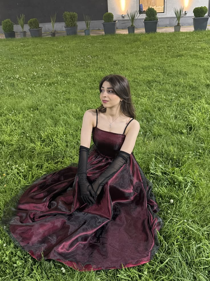 Pretty Burgundy Satin Tulle Long Party Dress Spaghetti Straps A Line Birthday Prom Dresses SP4232