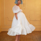 Pink Organza Prom Dress With Sheer Off Shoulder Sleeves Y2390