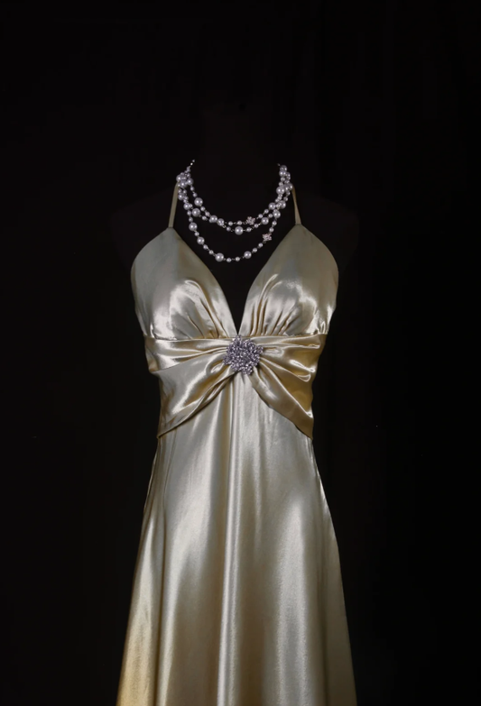 Fashion Halter Satin Mermaid Long Evening Dress Ombre Gold Wedding Guest Dress SP1698