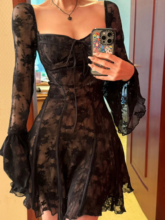 Sexy Black Lace A Line Formal Birthday Outfits Homecoming Dress Y9696