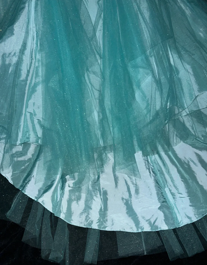 Elegant Strapless Green Satin Tulle Beaded Mermaid Long Party Dress Birthday Outfits SP954