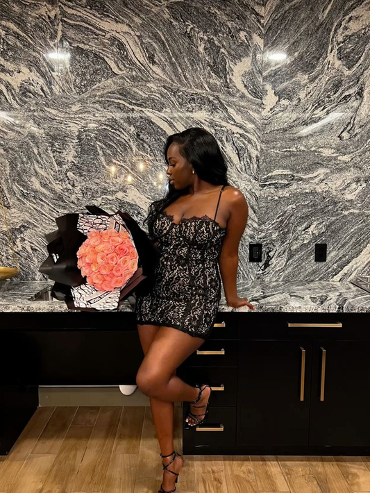 Sexy Black Spaghetti Straps  Lace Sheath Mini party Dress Homecoming Dress Y8994