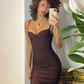 Sexy Brown Spaghetti Straps Tight Prom Dress,Brown Evening Dress Y5075