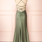 Sage Green Sheath Prom Dress,Sage Green Backless Bridesmaid Dress Y4137
