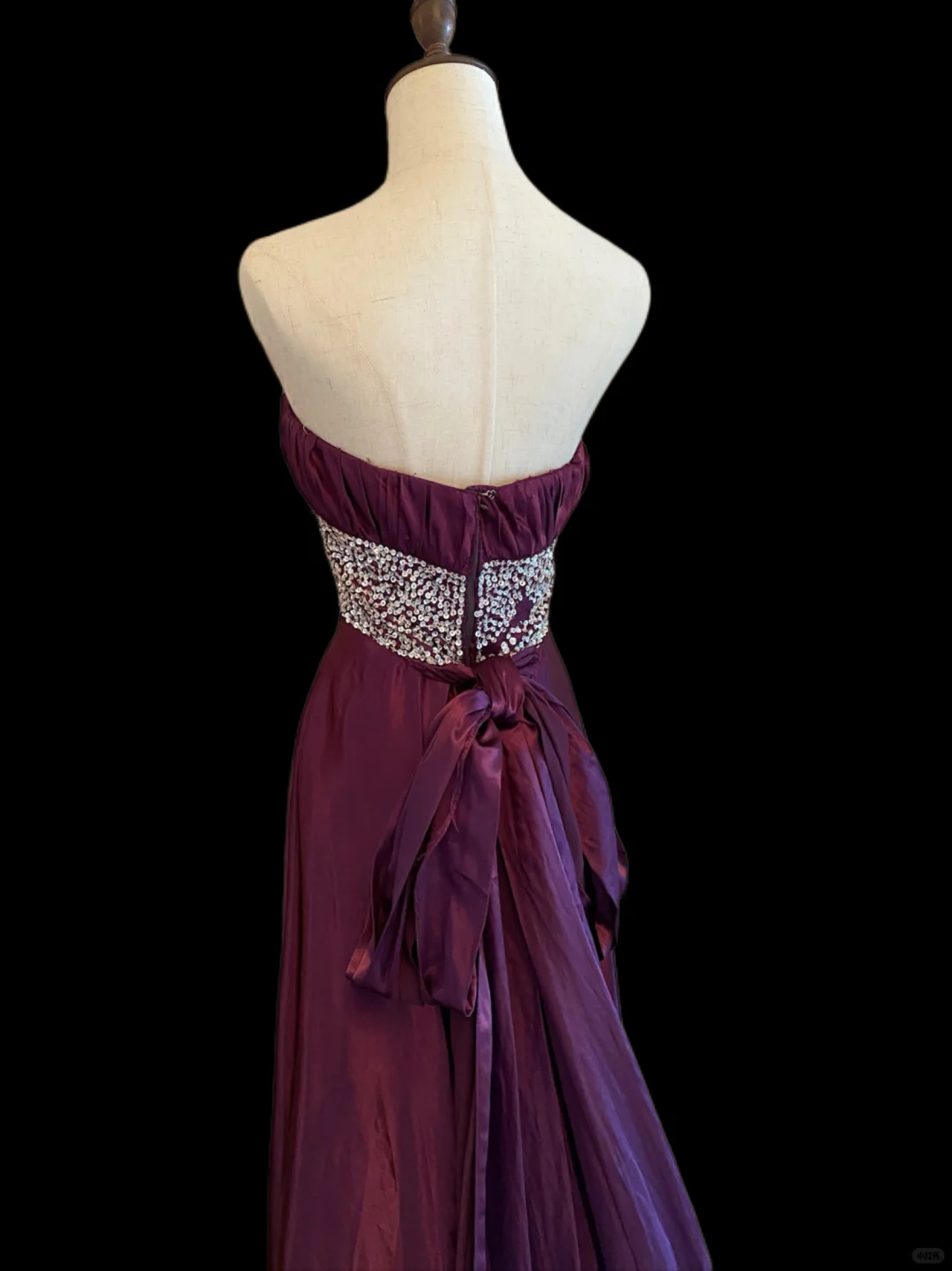 Pretty Purple Satin Sequin Mermaid Long Party Dress Birthday Prom Dress SP4092
