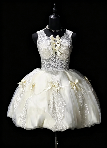 Pretty Off White Tulle Appliques Bow A Line Short 6th Grade Homecoming Dress,Formal 16th Birthday Outfits SP3183