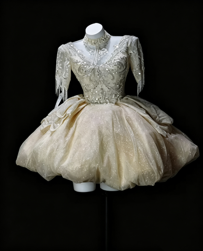Glitter Light Champagne Tulle Sequin Beaded A Line Short 7th Grade Homecoming Dress,Short Prom Dress SP3184