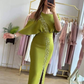 Chic Green Midi-length Prom Dress Fashion Party Gown  Y5660