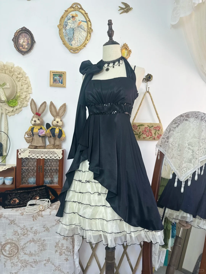 Vintage Halter Satin Tulle Layered Short Graduation Homecoming Dress Birthday Outfits Y9757