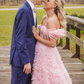 Pink Tulle Ruffled Gown,Tulle Prom Dress,Corset Tulle Evening Dress Y6093