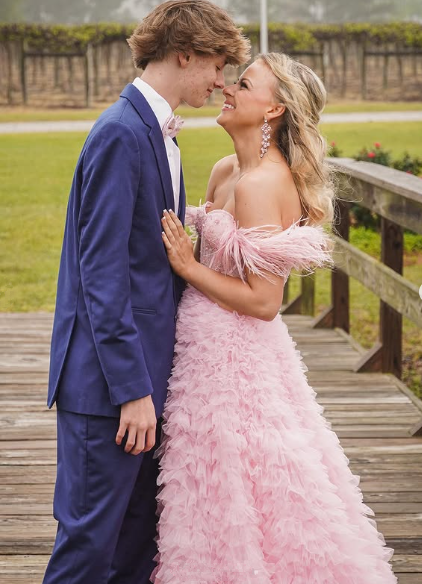 Pink Tulle Ruffled Gown,Tulle Prom Dress,Corset Tulle Evening Dress Y6093
