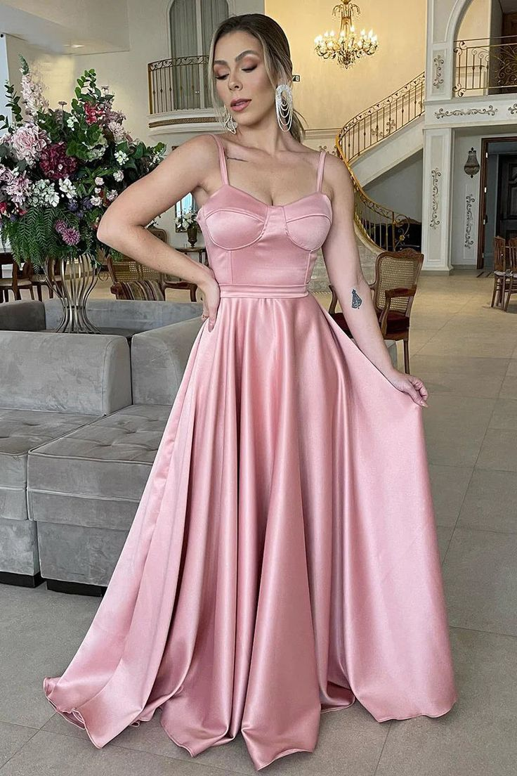A Line Spaghetti Straps Sweetheart Ruched Long Prom Dress,Bridesmaid Dress Y5944