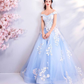 Blue Off The Shoulder Quinceanera Dresses Blue Ball Gown Y52