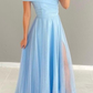 Blue A Line Off the Shoulder Prom Dresses,Blue Graduation Dress Y5152