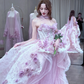 Pretty Pink Strapless Tulle Lace Appliques Long Evening Dress Birthday Prom Gown With Beads SP1661