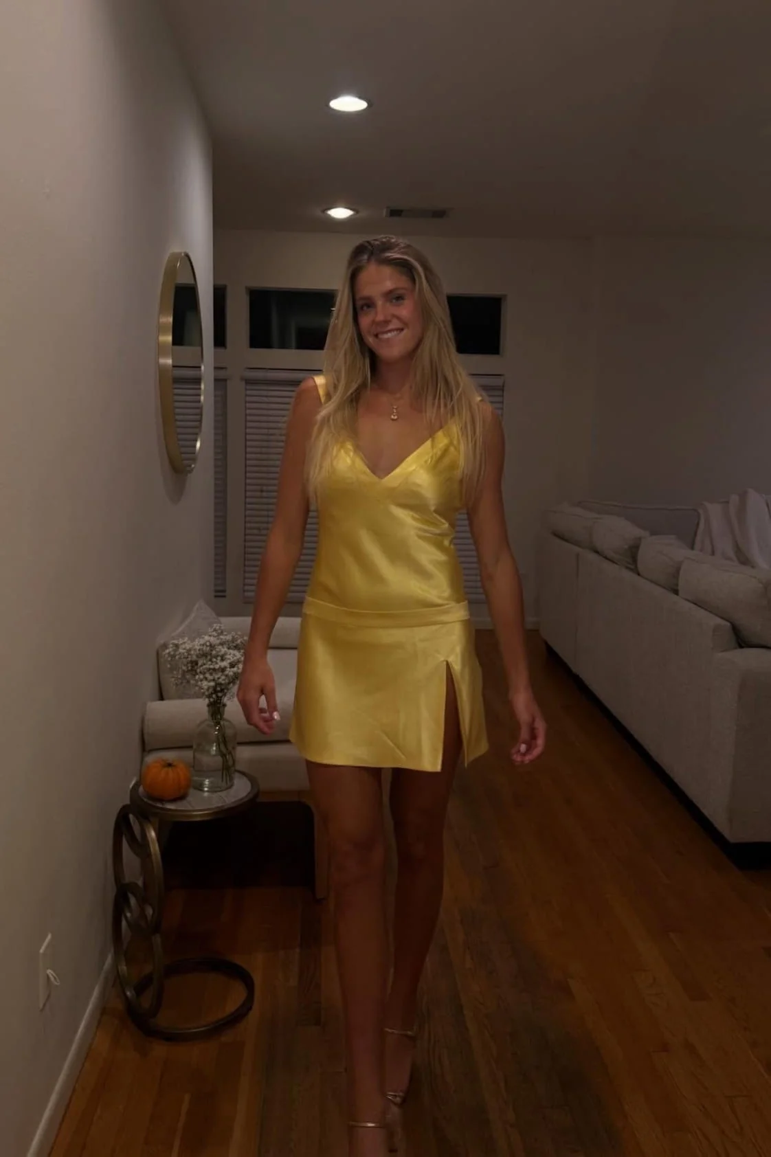 Sexy V-neck Yellow Open Back A-Line Short Homecoming Dress Birthday Dress SP3793
