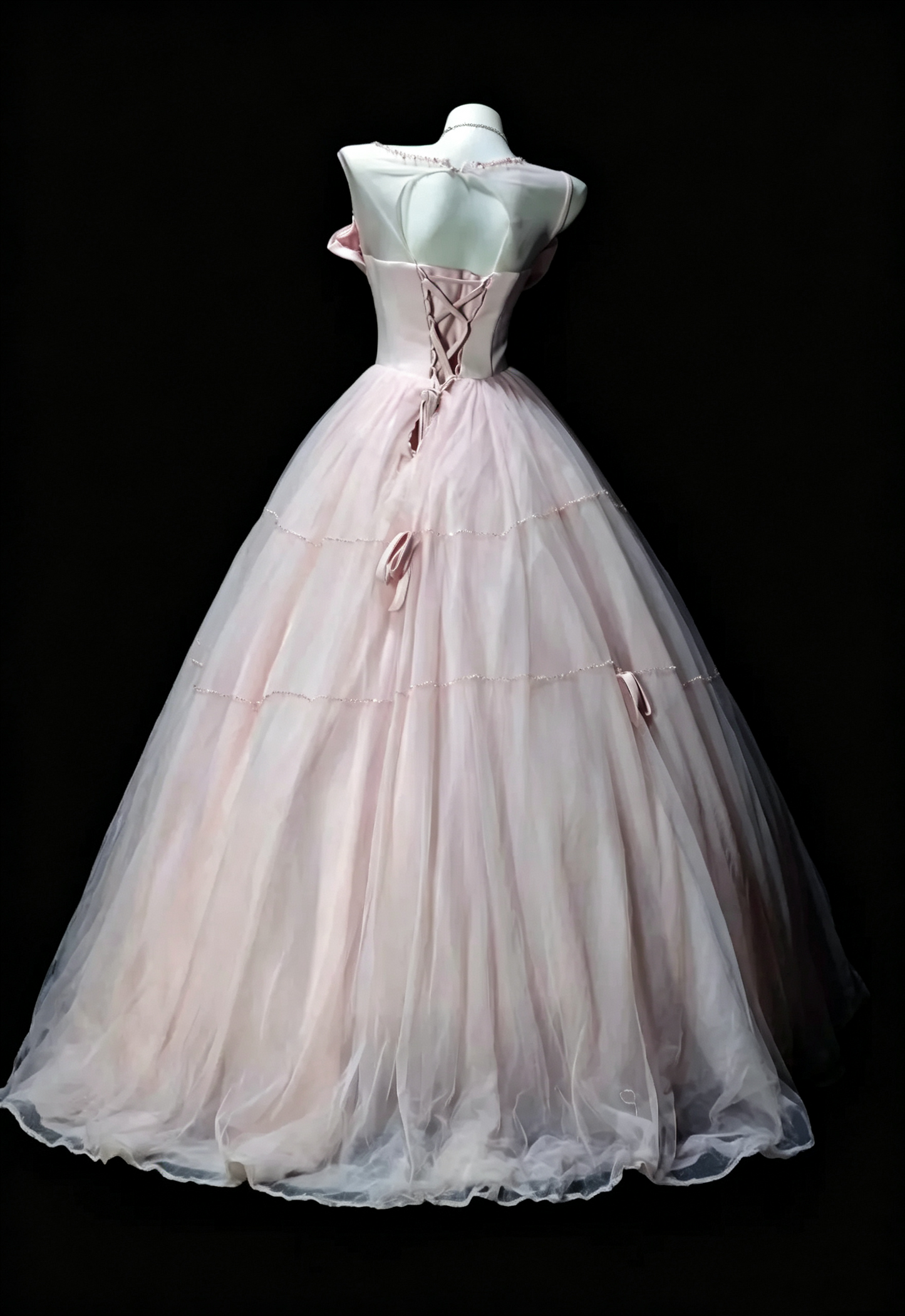 Elegant Pink Sleeveless Satin Tulle Quinceanera Dress Sweet 16 Dress SP3185