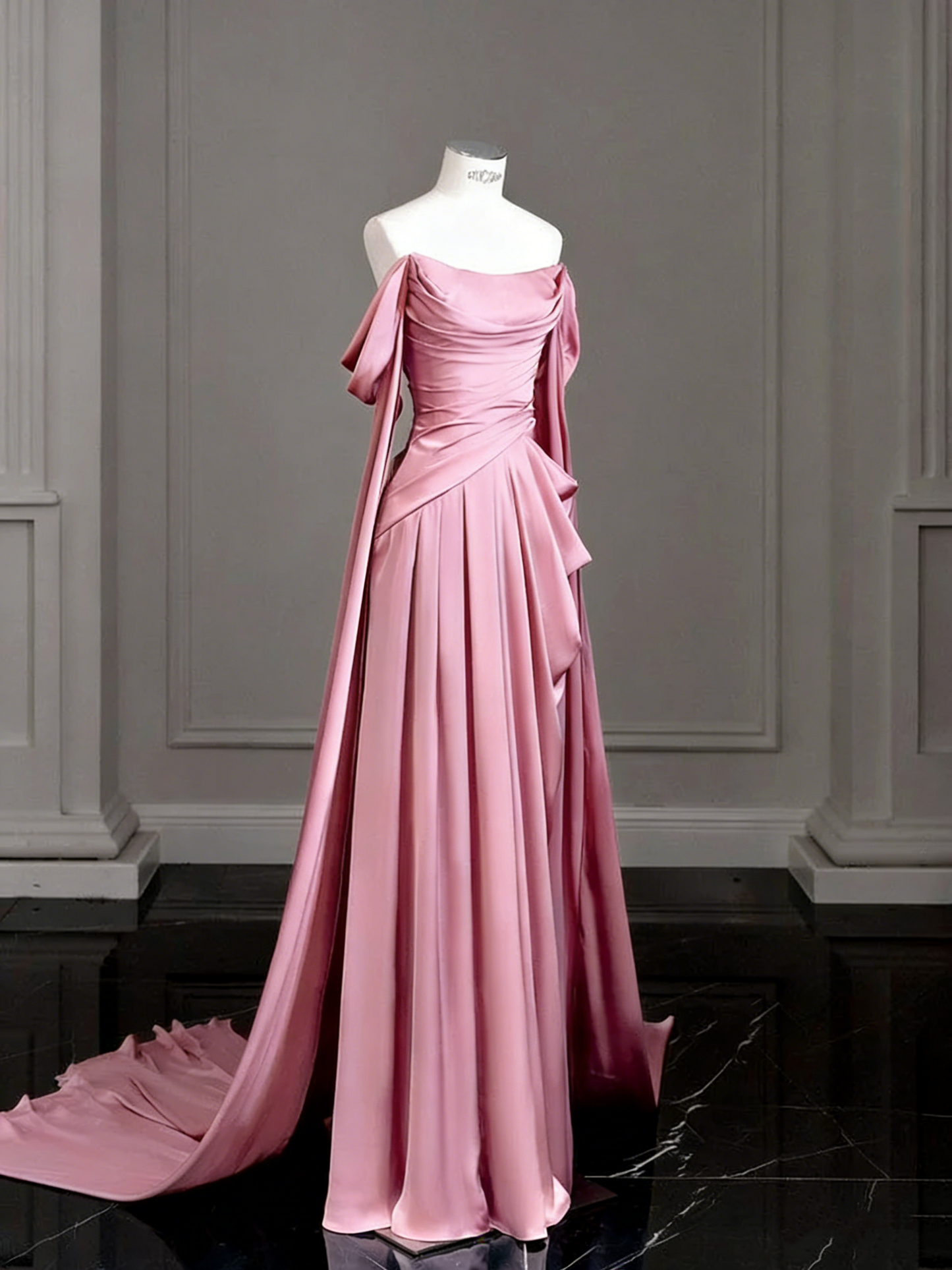 Modest Purple Satin Long Prom Dress,Purple Evening Dress  Y2589