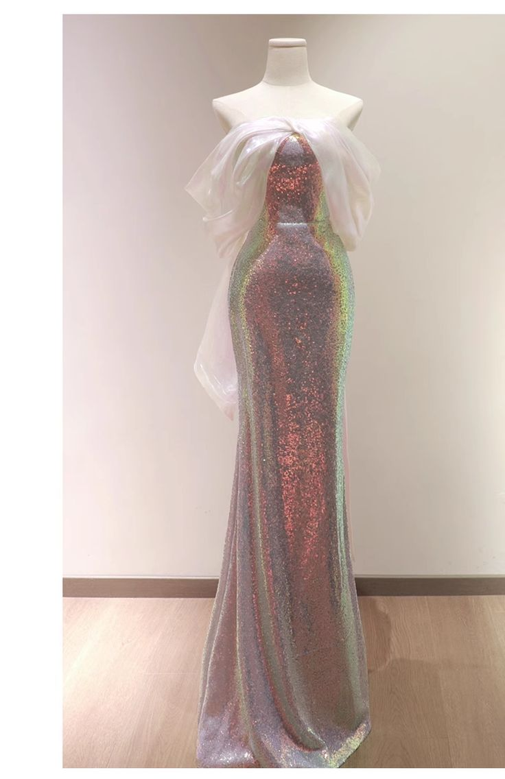 Charming Sequins Mermaid Evening Dress Shiny Long Prom Dress Y7687