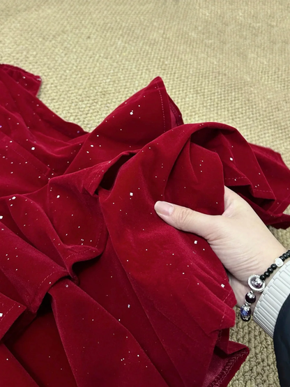 Charming Burgundy Strapless Velvet Layered Short 21th Birthday Outfits Formal Graduation Homecoming Dress Y9955
